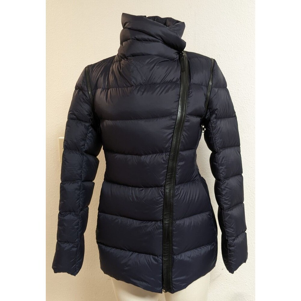 Mackage Navy Blue Asymmetric Zip Ski Puffer Jacket